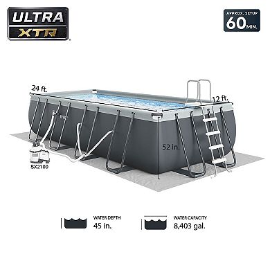 Intex 24 x 12 x 4.3 Foot Ultra XTR Rectangular Pool, 2 Pack of Floats and Cooler