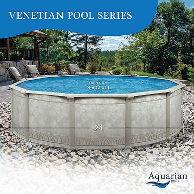 Aquarian Pools Khaki Venetian 24 Feet x 52 Inch Round Above Ground Swimming Pool