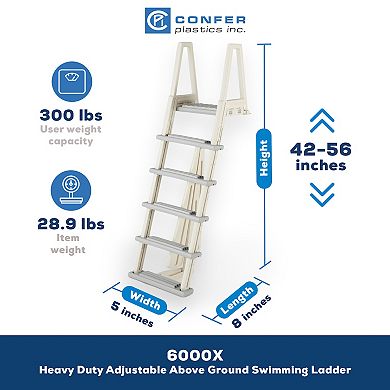 Confer Plastics 6000x Eliminator Adjustable 46"-56" Heavy Duty Inpool Ladder