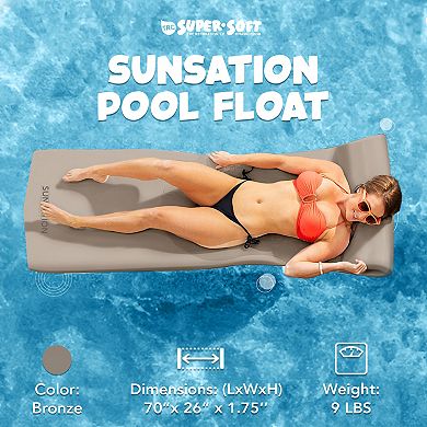 TRC Recreation Sunsation 1.75" Thick Foam Lounger Swimming Pool Float, Bronze