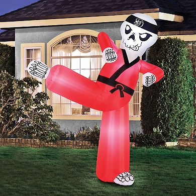 Occasions 6.5 Foot Inflatable Pre Lit Kung Fu Skeleton Halloween Yard Decoration