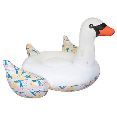 Giant Inflatable Swan Pool Float Bundled w/ Highroller Chip Inflatable Float