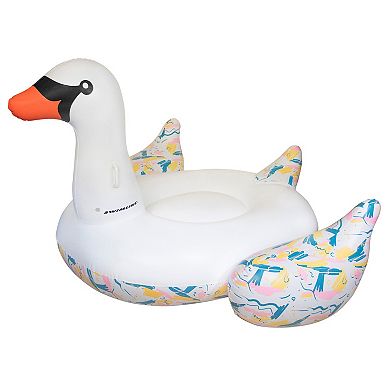 Giant Inflatable Swan Pool Float Bundled w/ Highroller Chip Inflatable Float