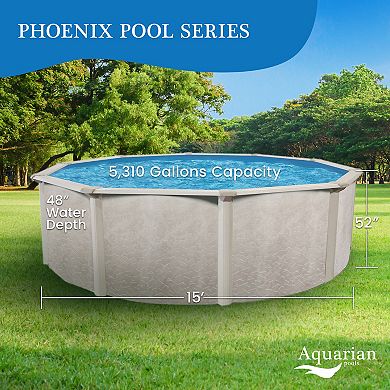 Aquarian Phoenix Series 15 Foot x 52 Inch Steel Frame Above Ground Swimming Pool