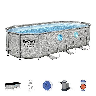 Bestway 14ft x 8ft x 40in Power Pool Set with Cleaning Vacuum & Maintenance Kit