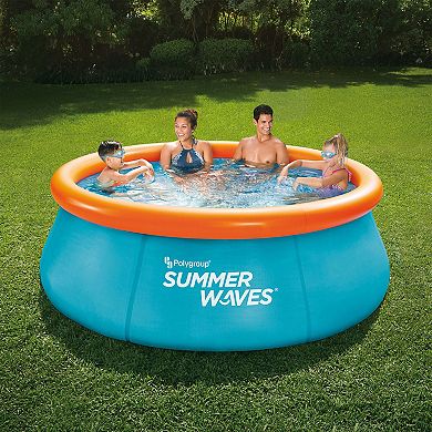 Summer Waves 8 Foot Wide Inflatable Quick Set Pool with 3D Graphics and Goggles