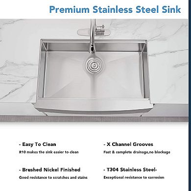 ALWEN 30 x 22 Inch Stainless Steel Workstation Ledge Single Bowl Kitchen Sink