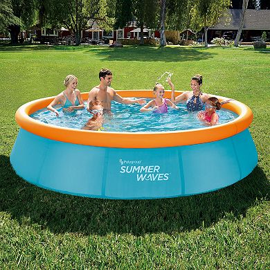 Summer Waves 12 Foot Wide Inflatable Quick Set Pool with 3D Graphics and Goggles