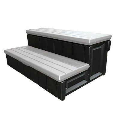Confer Plastics Leisure Accents 36 Inch Outdoor Spa Hot Tub Storage Steps, Gray