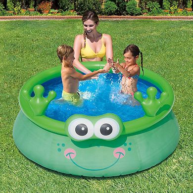 Summer Waves 6ft x 20in Inflatable Frog Character Quick Set Swimming Pool, Green