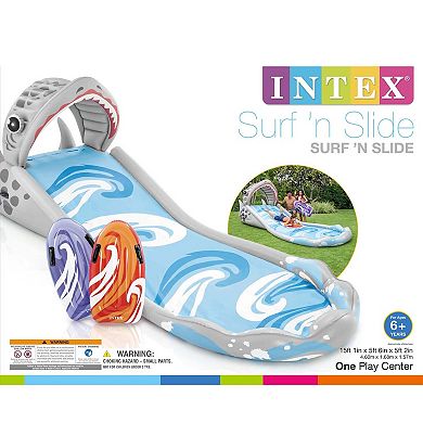 Intex Inflatable Kids Backyard Water Slide with Surf Riders & Electric Air Pump