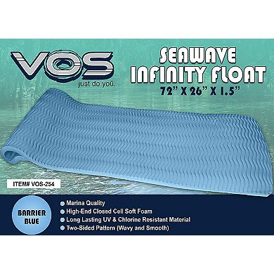 Vos 72" Soft Foam UV Chlorine Resistant Water Pool Float, Barrier Blue (2 Pack)
