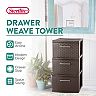3-Drawer Weave Tower In Espresso Brown - Plastic Storage Organizer With Handles