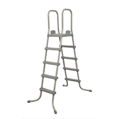 Bestway 52 In SteelPool Safety Ladder w/ No-Slip 9x36-Inch Vinyl Pool Ladder Mat