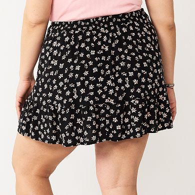 Juniors' Plus Size SO® Smocked Yoke Mini Skirt