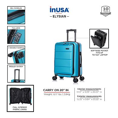 InUSA Elysian 20-Inch Carry-On Hardside Spinner Luggage