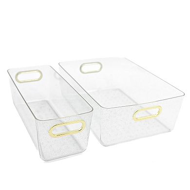 Packed Party Organize It Injected Glitter Storage Bin With Gold Handles - Small