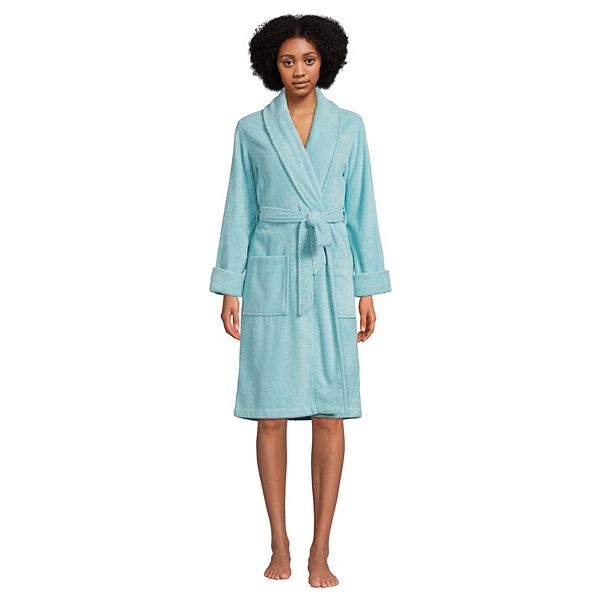 Women's Lands' End Cotton Terry Knee Length Spa Bath Robe