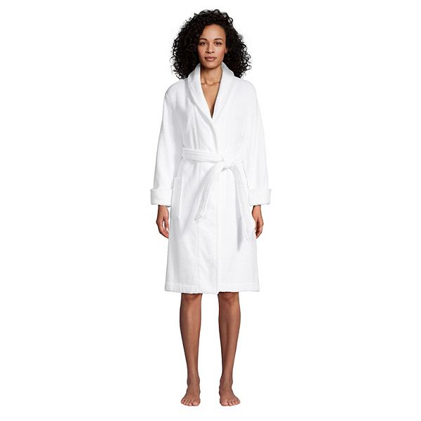 Women's Lands' End Cotton Terry Knee Length Spa Bath Robe