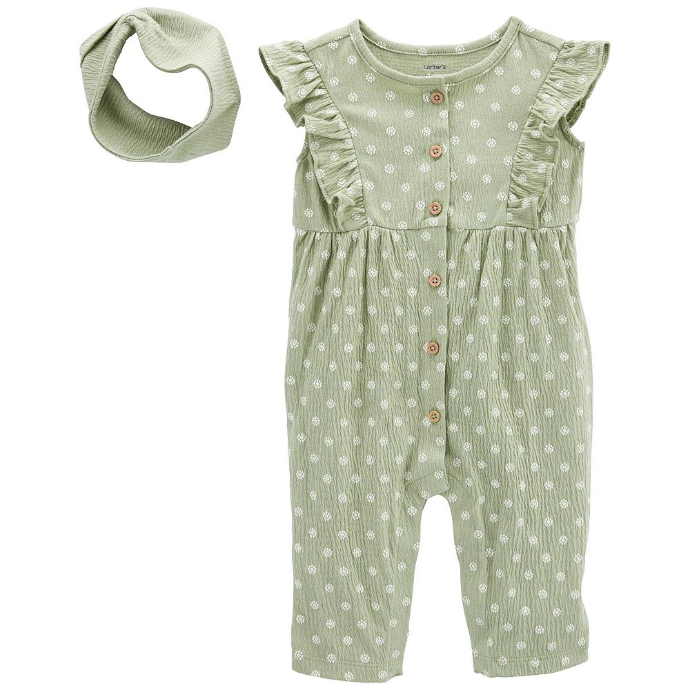 Carter's Baby Girl Eyelet Sleeveless Jumpsuit - Pink main image 1