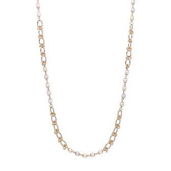 1928 Gold Tone Multi-Color Simulated Pearl Chain Strand Necklace