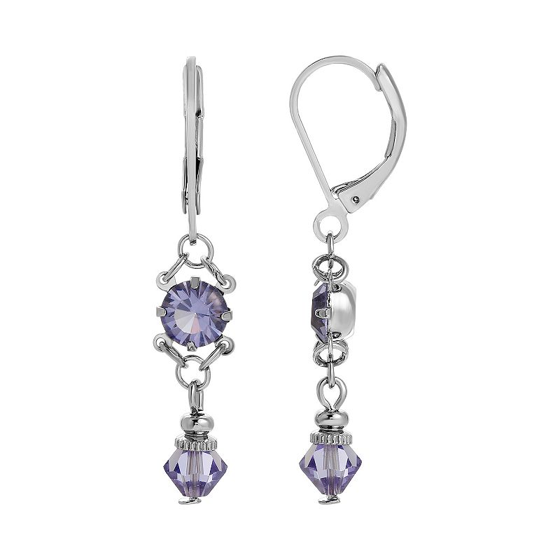 1928 Silver Tone Colorful Drop Earrings, Womens, Purple