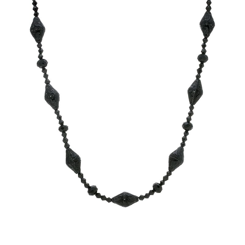 1928 Black Bead Necklace, Womens