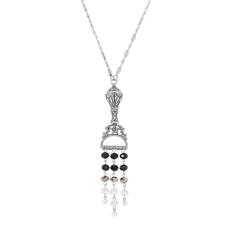 70344204 1928 Silver Tone Necklace With Jet, Hematite, and  sku 70344204