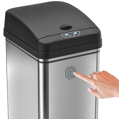 iTouchless Deodorizer 13-gallon Stainless Steel Touchless Trash Can With Carbon Filter Technology