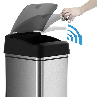 iTouchless Deodorizer 13-gallon Stainless Steel Touchless Trash Can With Carbon Filter Technology