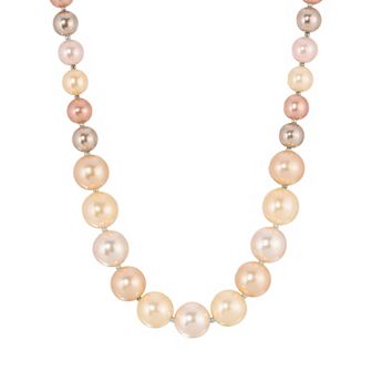 1928 Silver Tone Multi Color Simulated Pearl Necklace