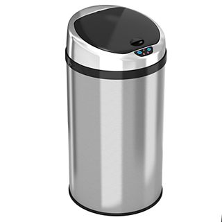 iTouchless Round Stainless Steel Touchless Trash Can