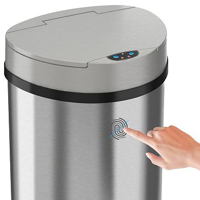 iTouchless 13-gallon Semi-Round Extra-Wide Automatic Sensor Touchless Trash Can