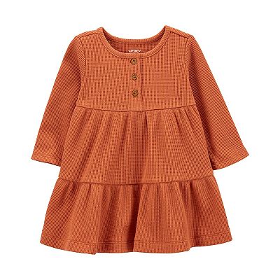 Baby Girl Carter's Long Sleeve Tiered Thermal Dress & Diaper Cover Set