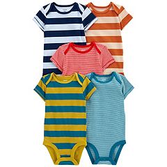 Carters Baby Boys 5-pack Cute Giraffe Hippo Short Sleeve Bodysuits Multi NB  NWT