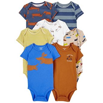 Baby Boy Carter's 7-Pack Dogs Short Sleeve Bodysuits