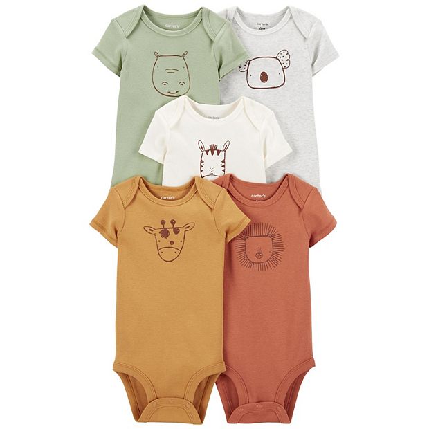 Baby Carter's 5-Pack Animal Short Sleeve Bodysuits