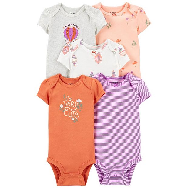 Carter's Baby Girls' 5 Pack Bodysuits (Baby), Kitty Love