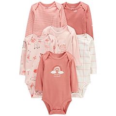 Carter's Child of Mine Baby Girl Long Sleeve Bodysuits, 4-Pack