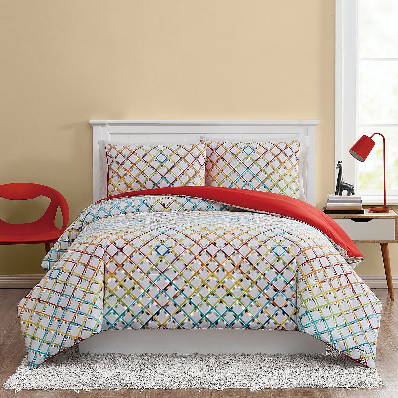 Crayola Happy Plaid Comforter Set with Sham, Multicolor, Full/Queen