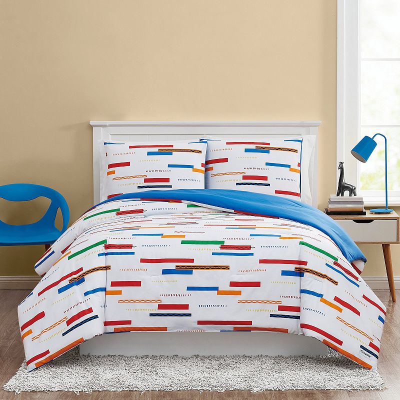 Crayola Serpentine Striped Comforter Set with Sham, Multicolor, Twin