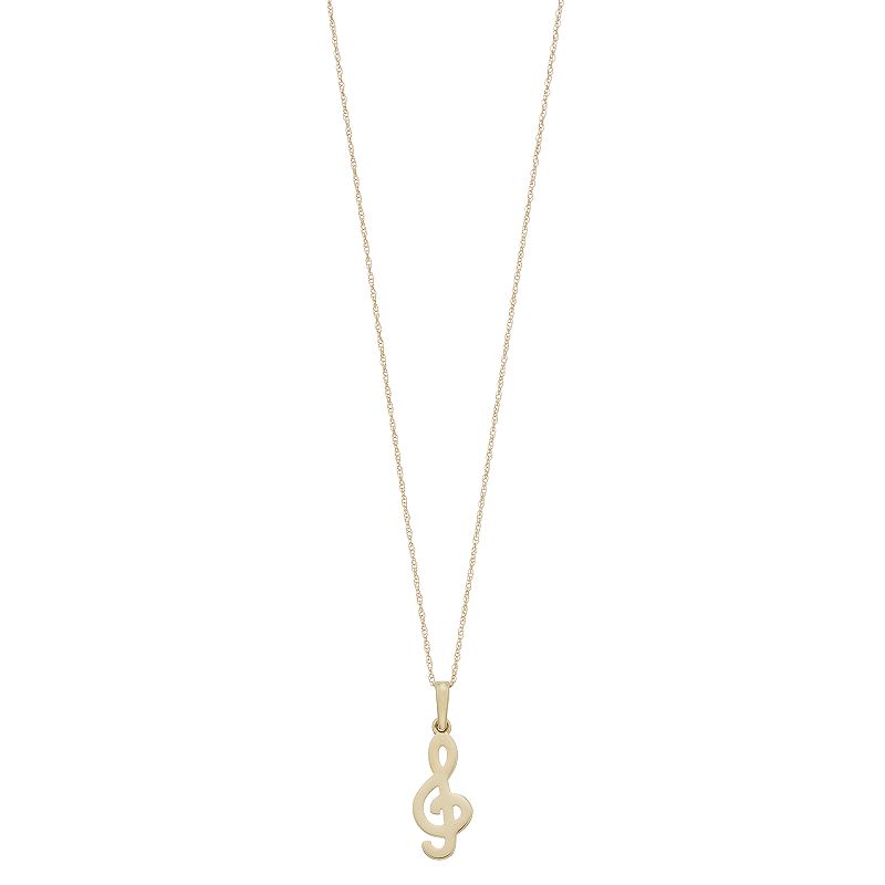 Au Naturale 14k Gold G-Clef Pendant Necklace, Womens, Size: 18, Yellow