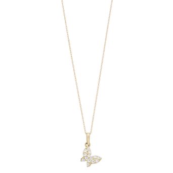 Au Naturale 14k Gold Cubic Zirconia Butterfly Pendant Necklace