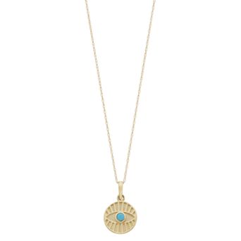 Au Naturale 14k Gold Evil Eye Turquoise Necklace