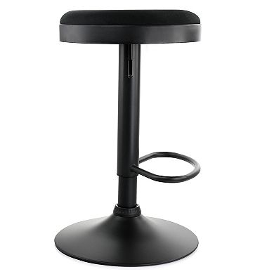 Elama 2 Piece Backless Adjustable Fabric Bar Stool in Black with Black Base