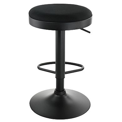 Elama 2 Piece Backless Adjustable Fabric Bar Stool in Black with Black Base