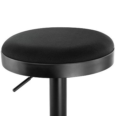 Elama 2 Piece Backless Adjustable Fabric Bar Stool in Black with Black Base