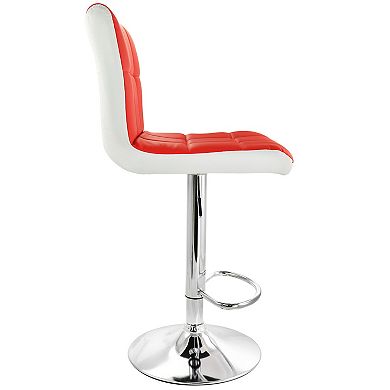 Elama 2 Piece Faux Leather Tufted Bar Stool in Black and White with Chrome Base