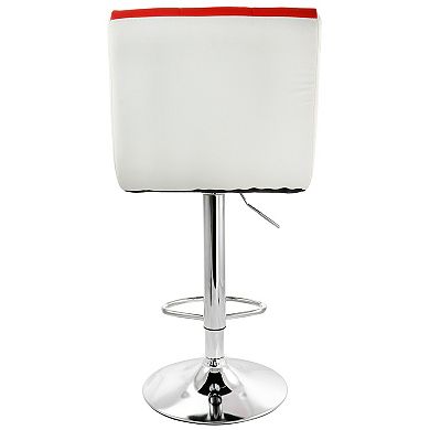 Elama 2 Piece Faux Leather Tufted Bar Stool in Black and White with Chrome Base