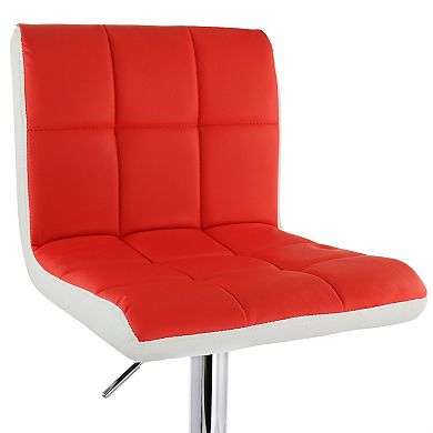 Elama 2 Piece Faux Leather Tufted Bar Stool in Black and White with Chrome Base